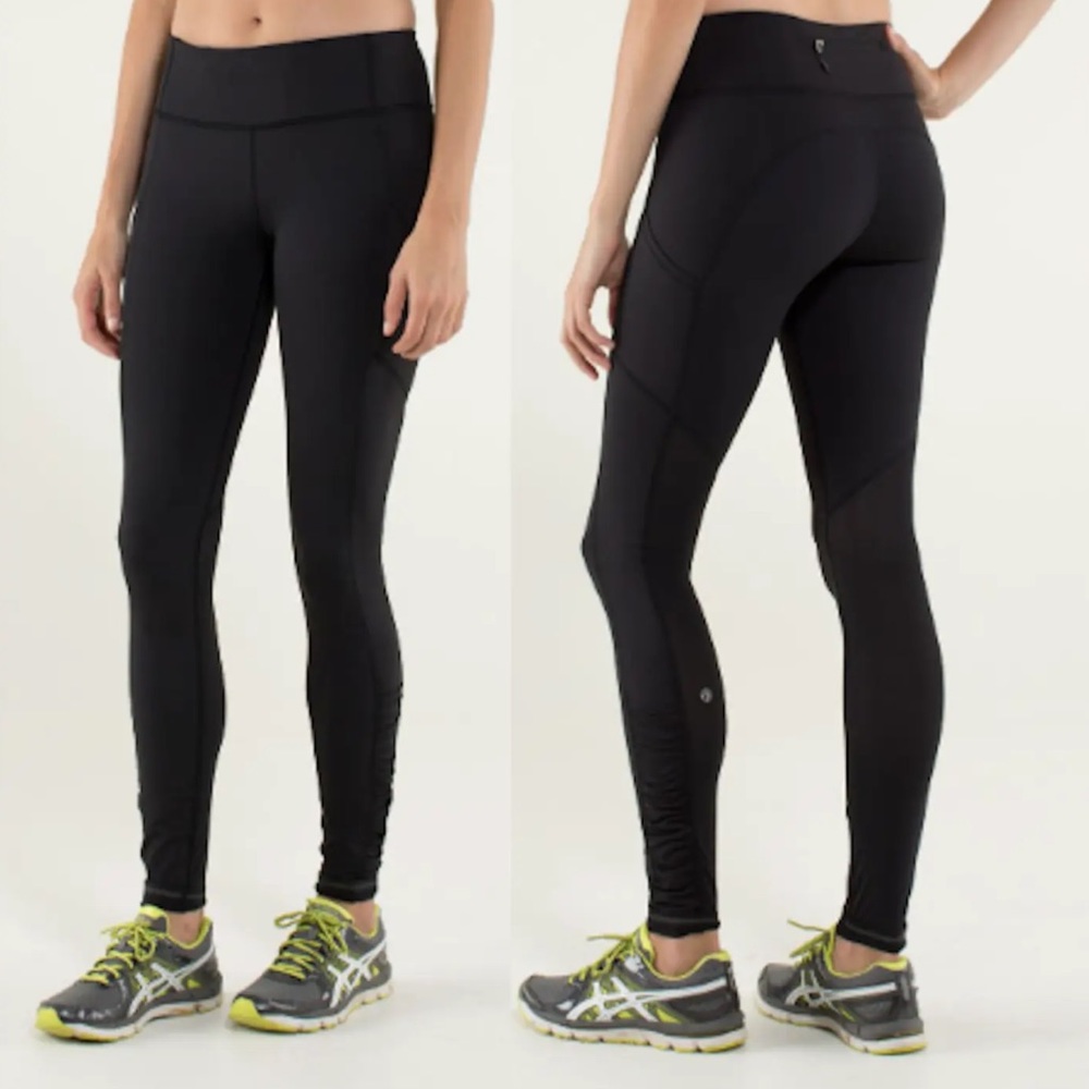 LULULEMON Speed Tight Cozy Black Ruched Ankle Leggings